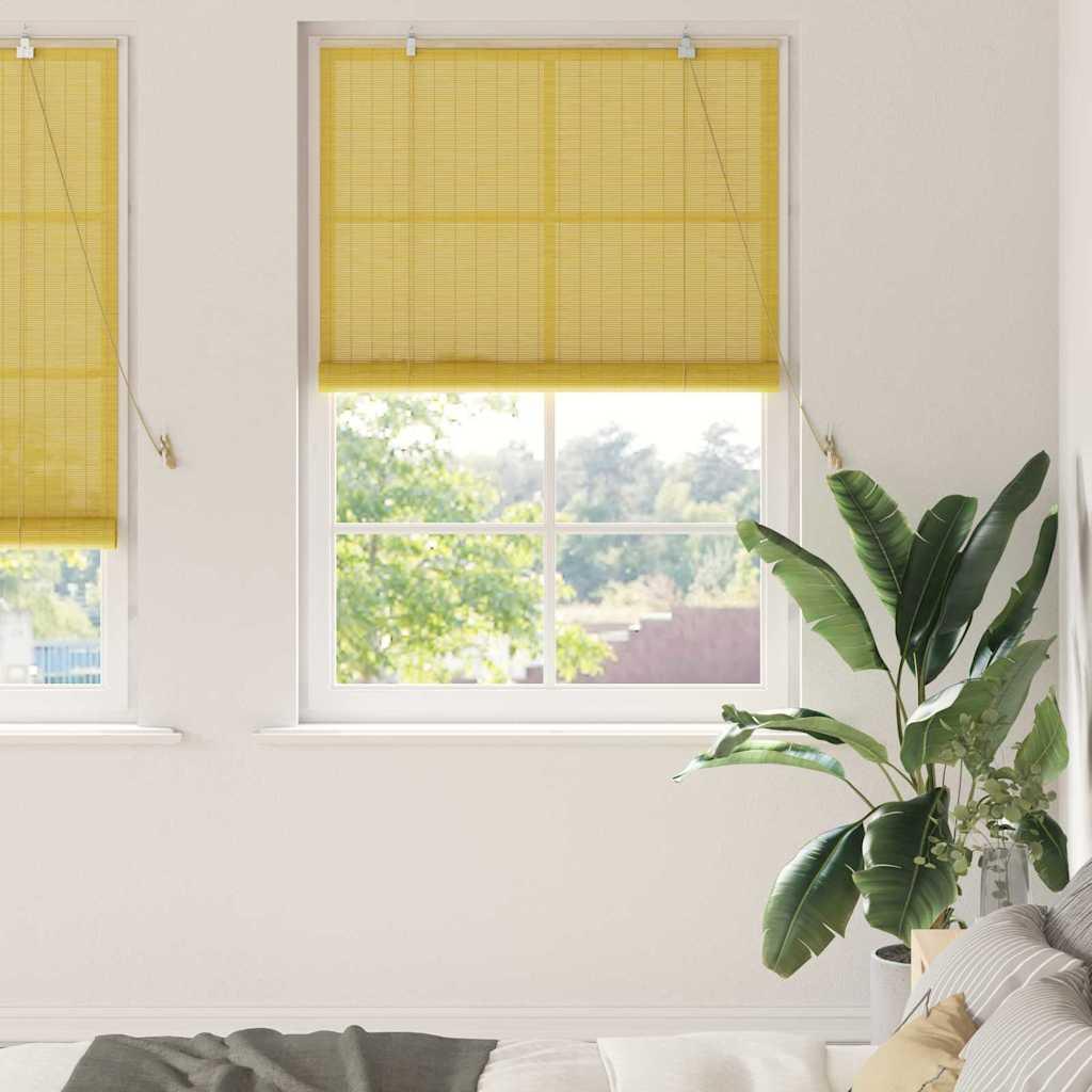 vidaXL Roller Blind Yellow 43.31 x 86.61 in Bamboo image