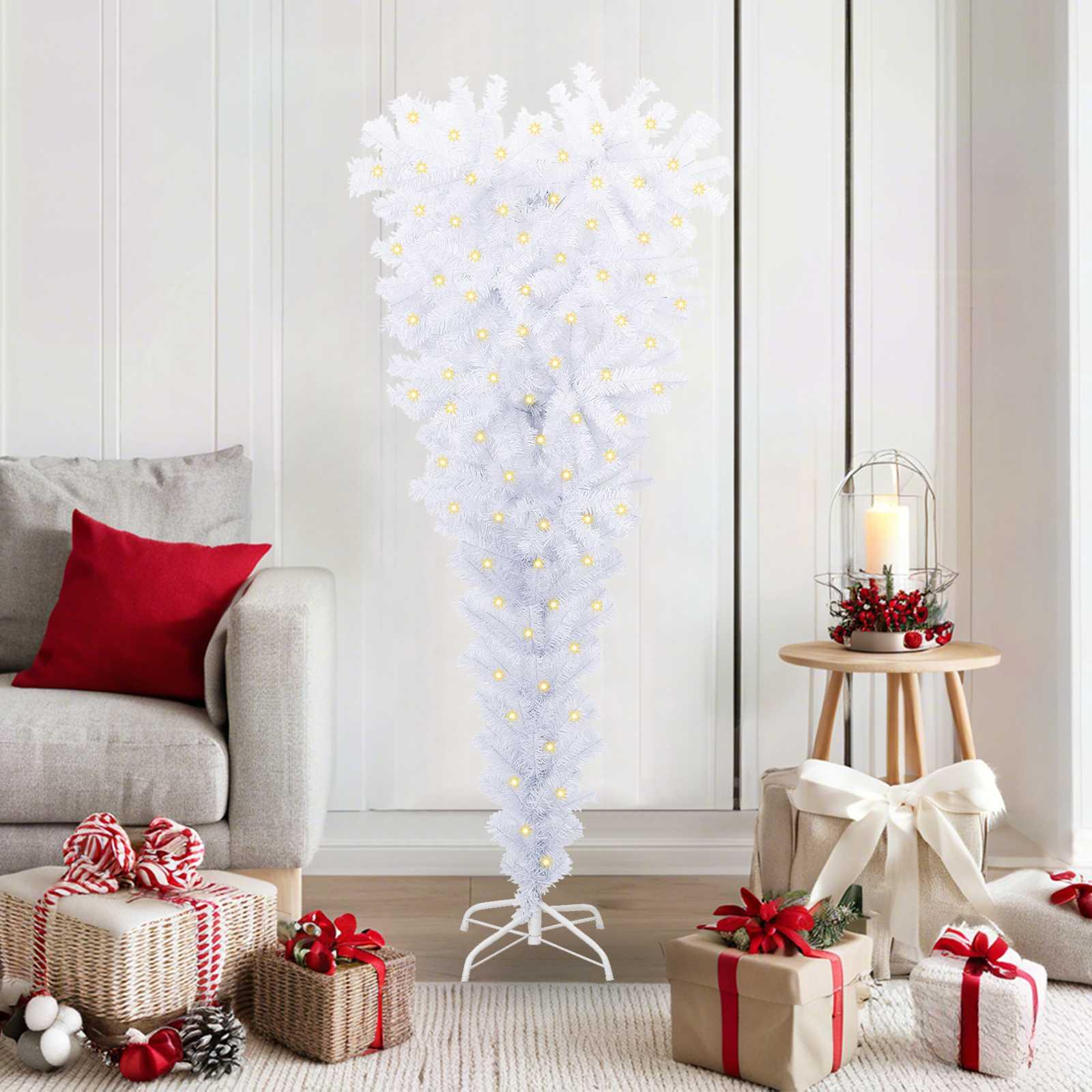 vidaXL Artificial Christmas Tree White 59.06 in PVC and Steel image