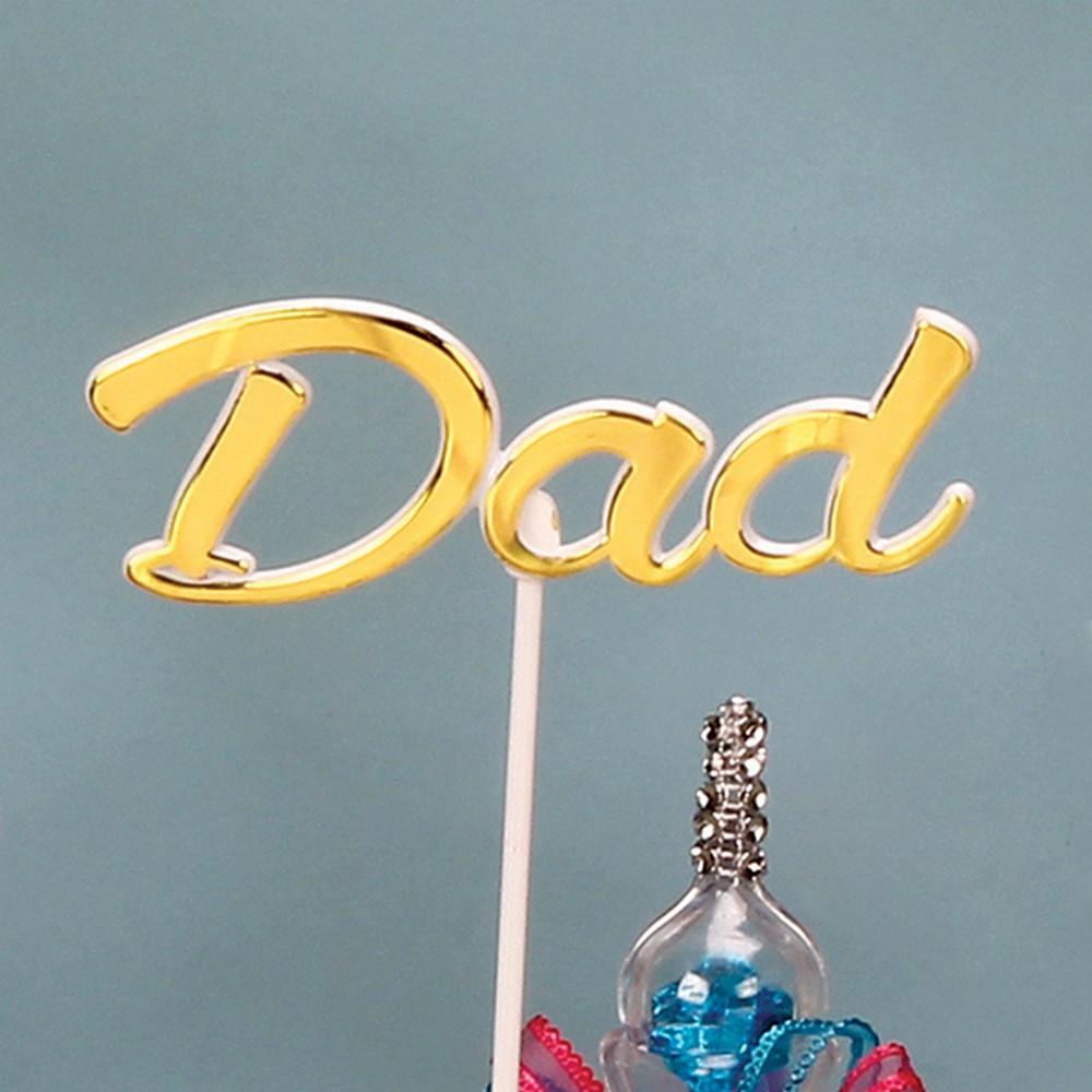 Father's Day 'Dad' Decoration, Sign, Pick, Cake Topper - White with Gold (Lot of 12) SALE ITEM
