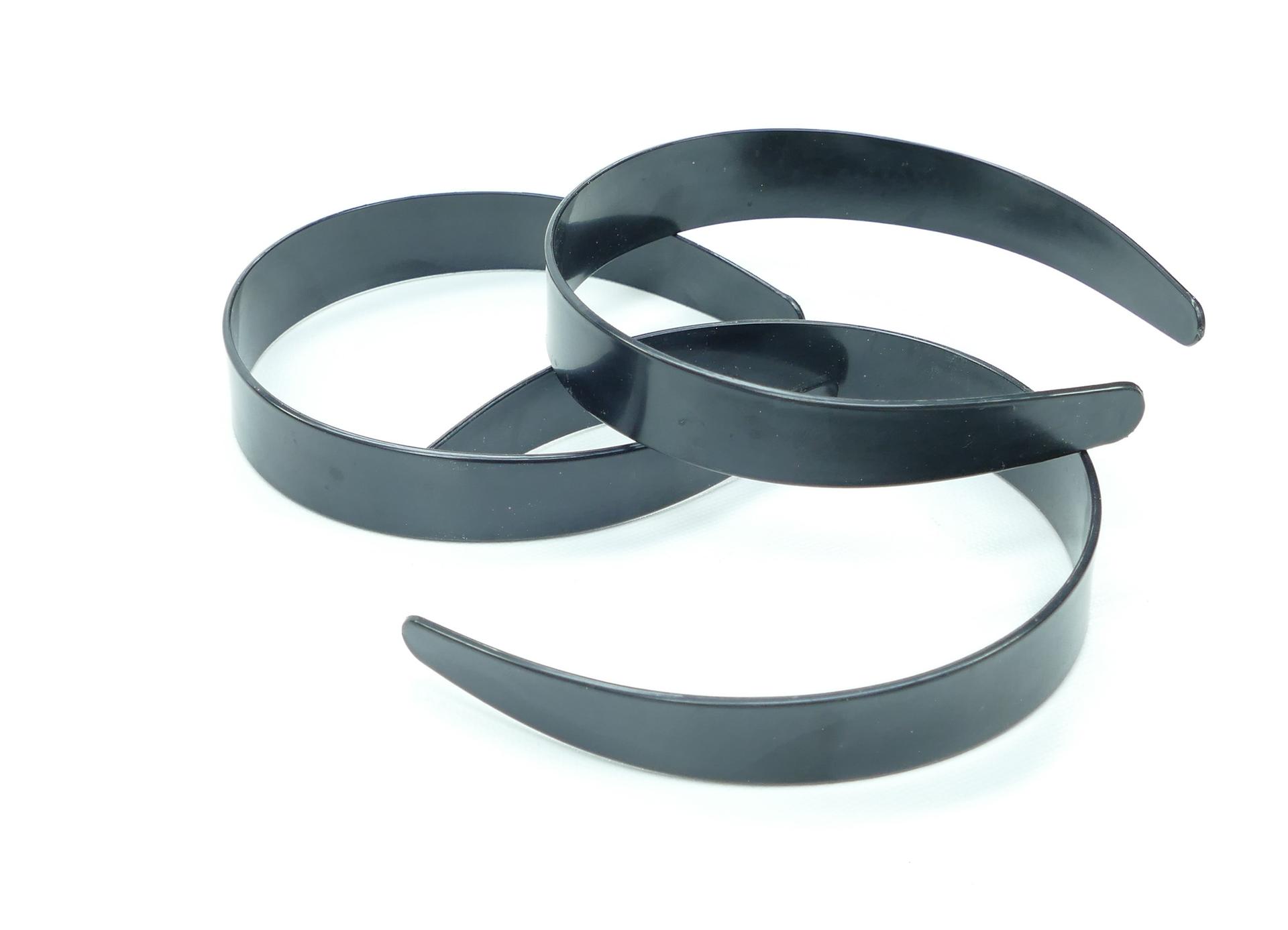 Black Plastic Head Band. 1 Inch Wide (12 Head Band Per Lot) image