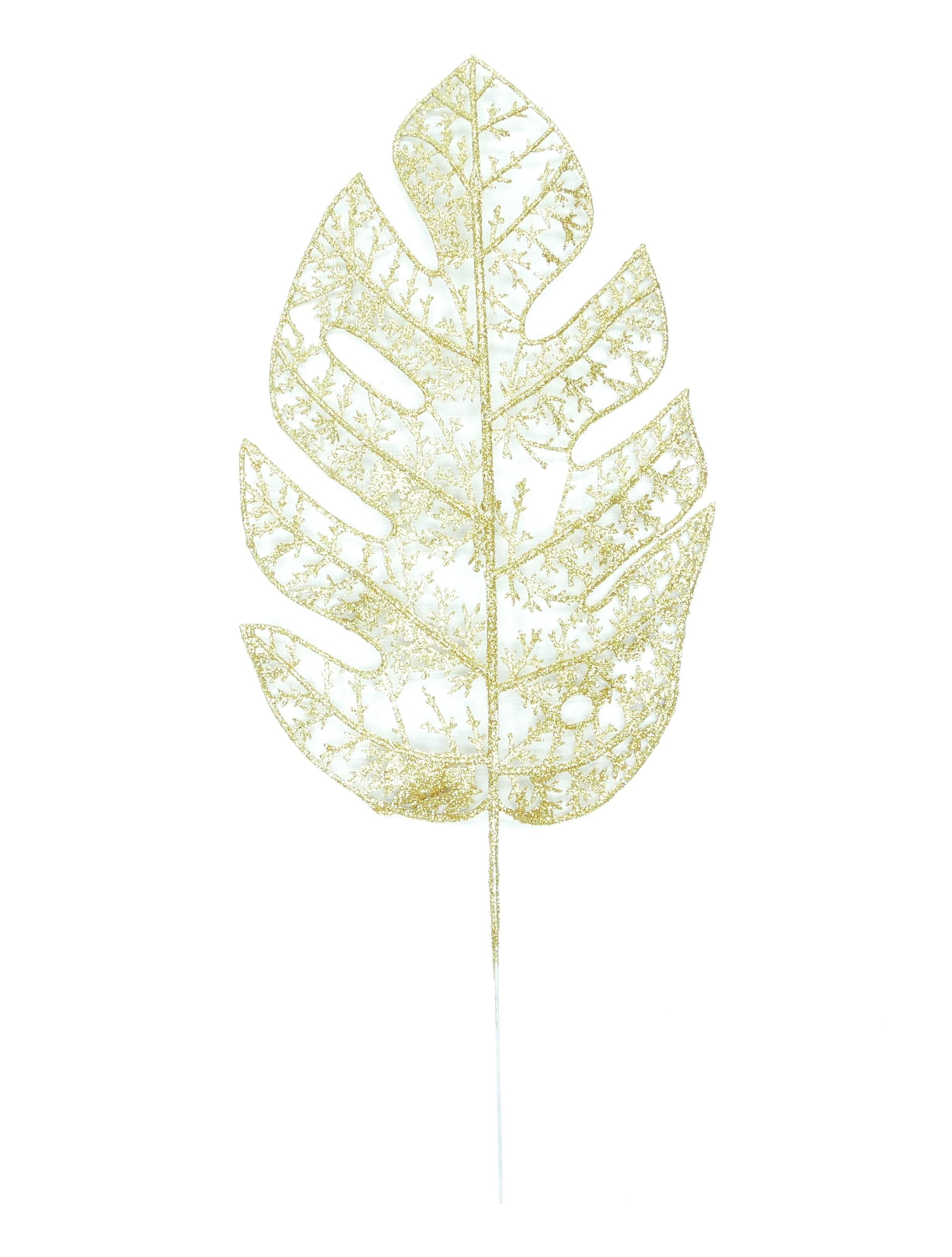 Gold Glittered Leaf Spray, 13.5 Inches (Lot of 1 Bag, 12 Leaves Per Bag) SALE ITEM image