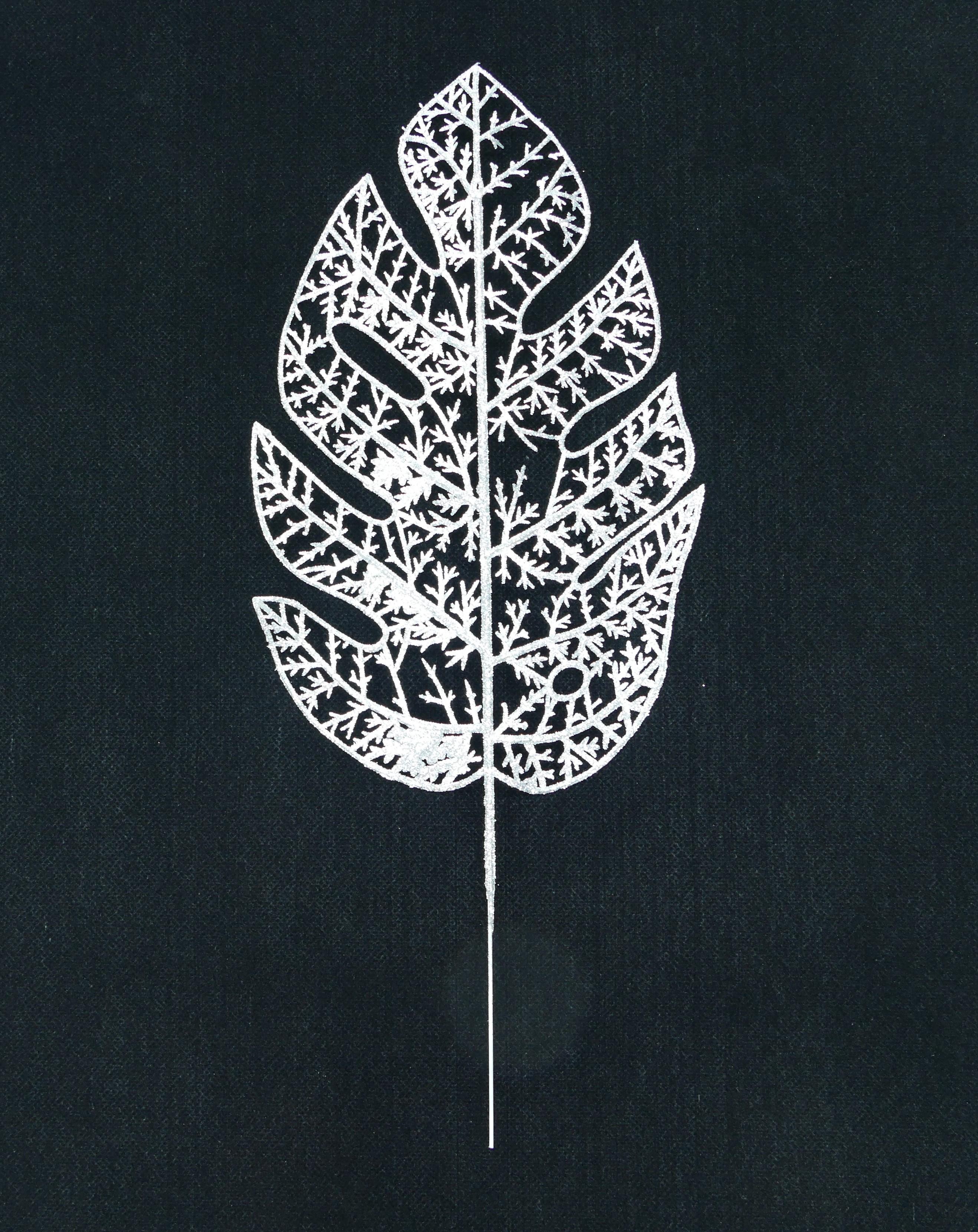 Silver Glittered Leaf Spray, 13.5 Inches (Lot of 1 Bag, 12 Leaves Per Bag) SALE ITEM image