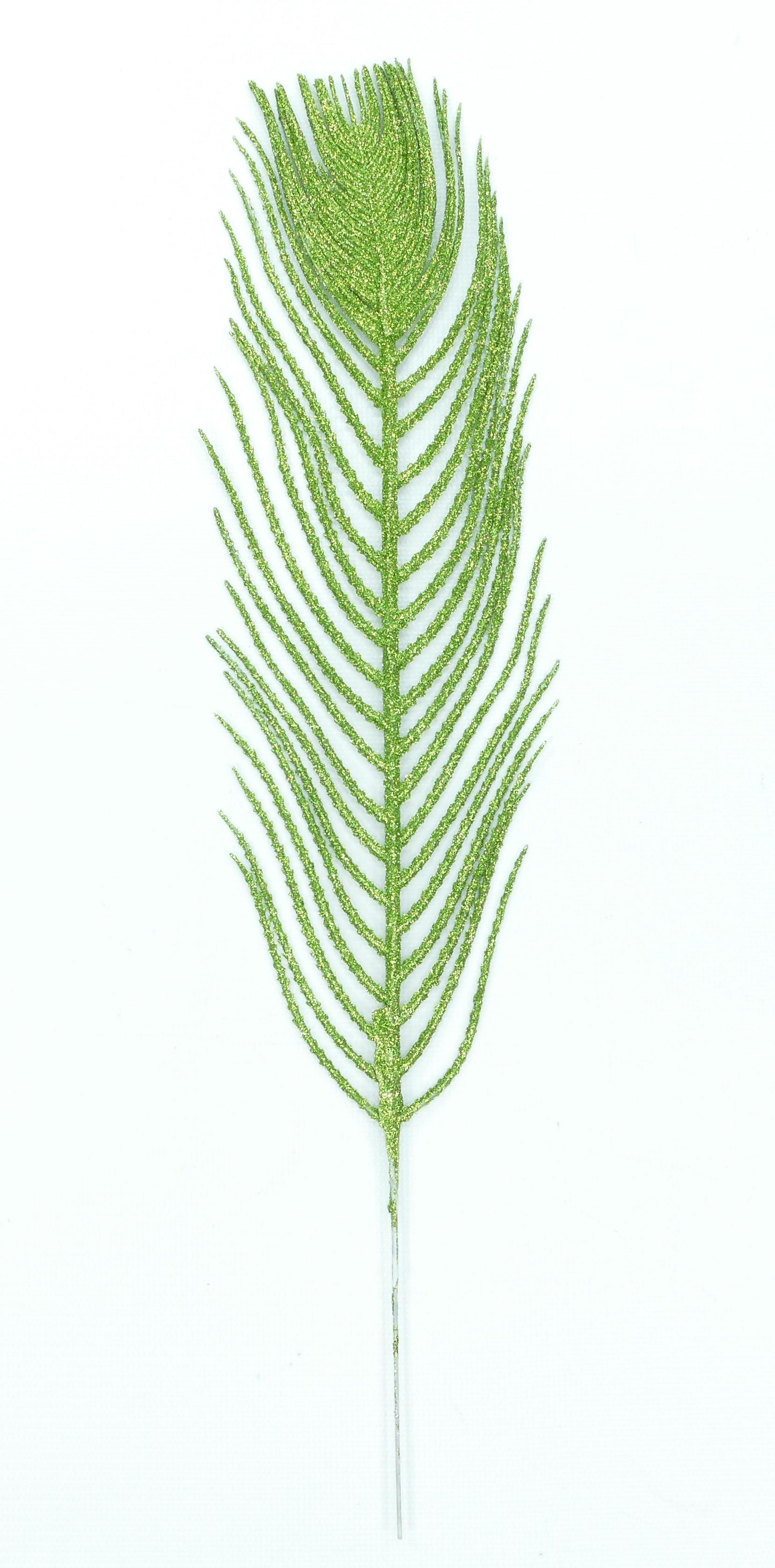 Glitter Leaves Green , 15 Inches (Lot of 1 Bag, 12 Leaves Per Bag) SALE ITEM image