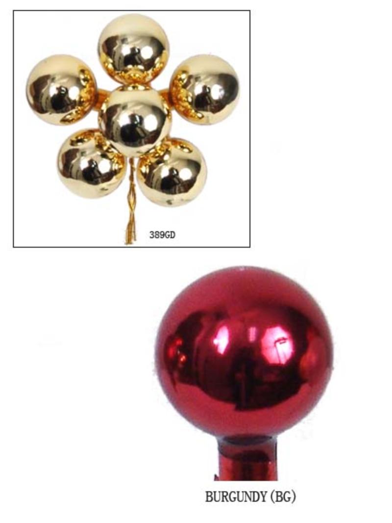 30MM Burgundy Glass Balls With Wire (Lot of 1 Box - 12 Bunches Per Box) SALE ITEM image