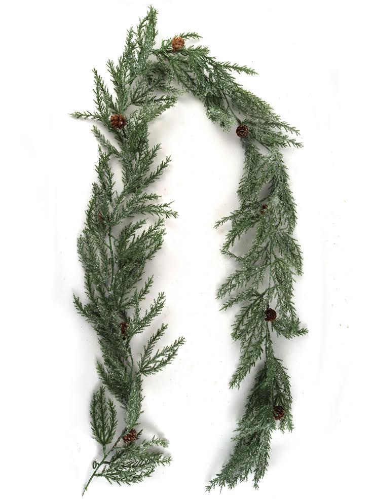 Iced - Snowy Artificial Pine Christmas Garland With Pinecones, 75 Inches Long (lot of 1) SALE ITEM image