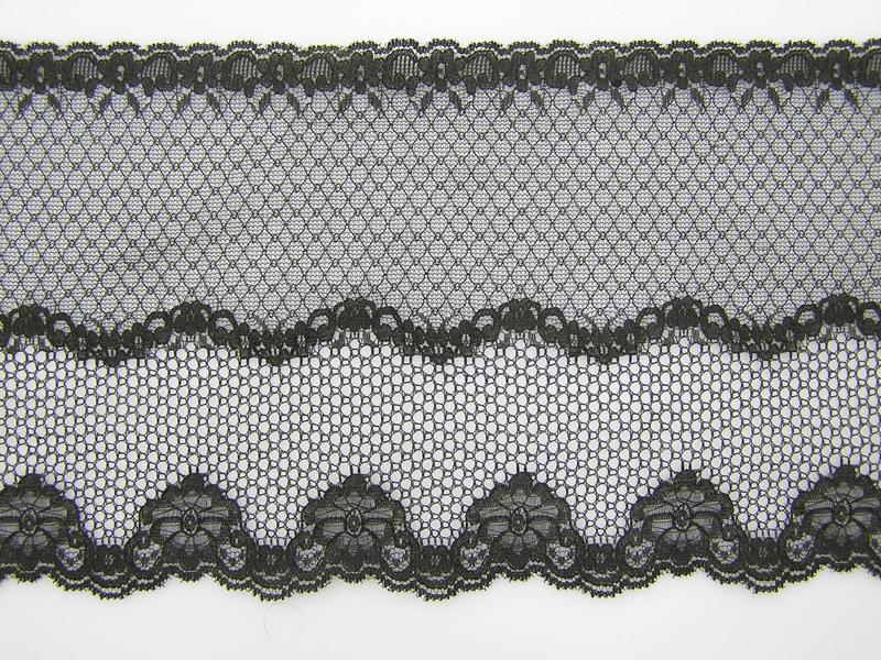 7 inch Flat Lace, Black (10 yards) MADE IN USA - MF-106 Black image