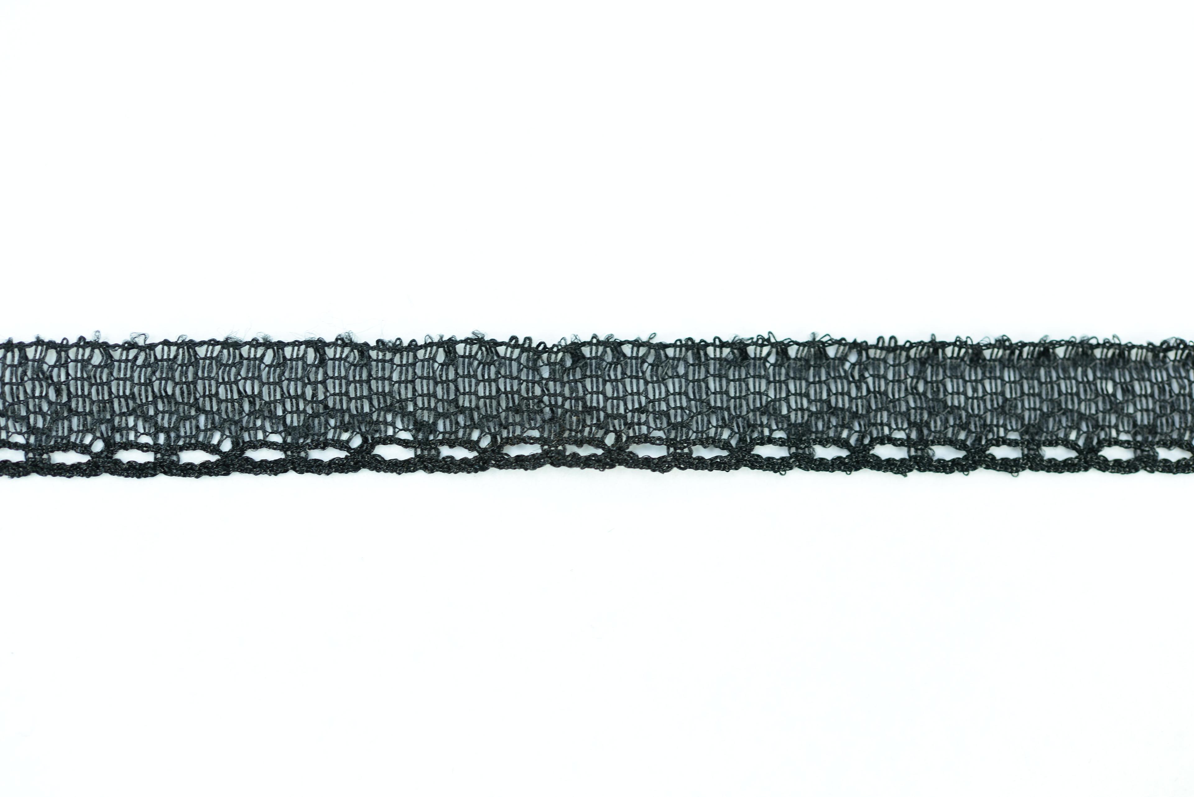 .375 Inch Flat Lace, Black (100 yards) MADE IN USA - MF-138 Black image