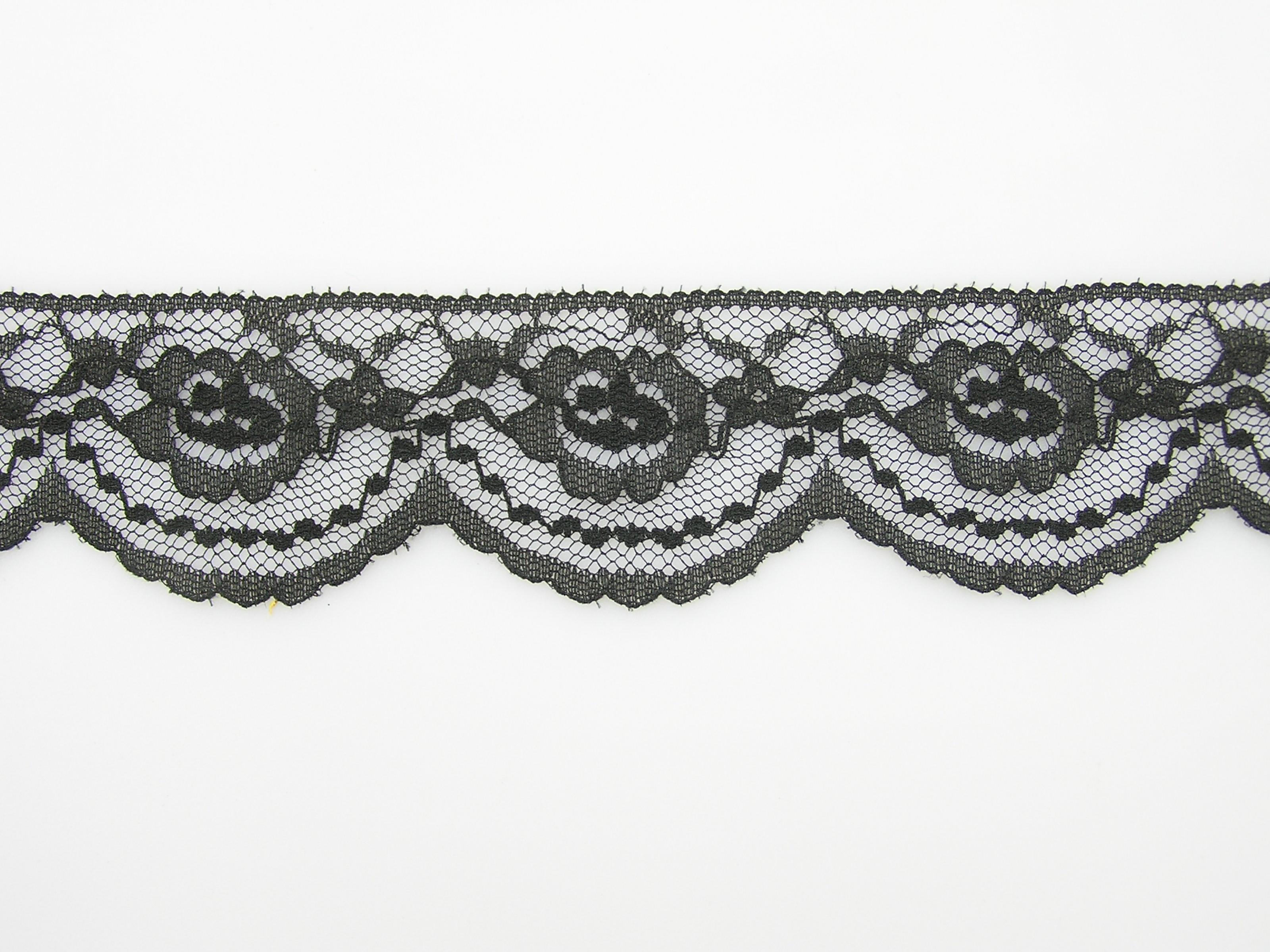 1.75 Inch Flat Lace, Black (50 yards) MADE IN USA - MF-143 Black image