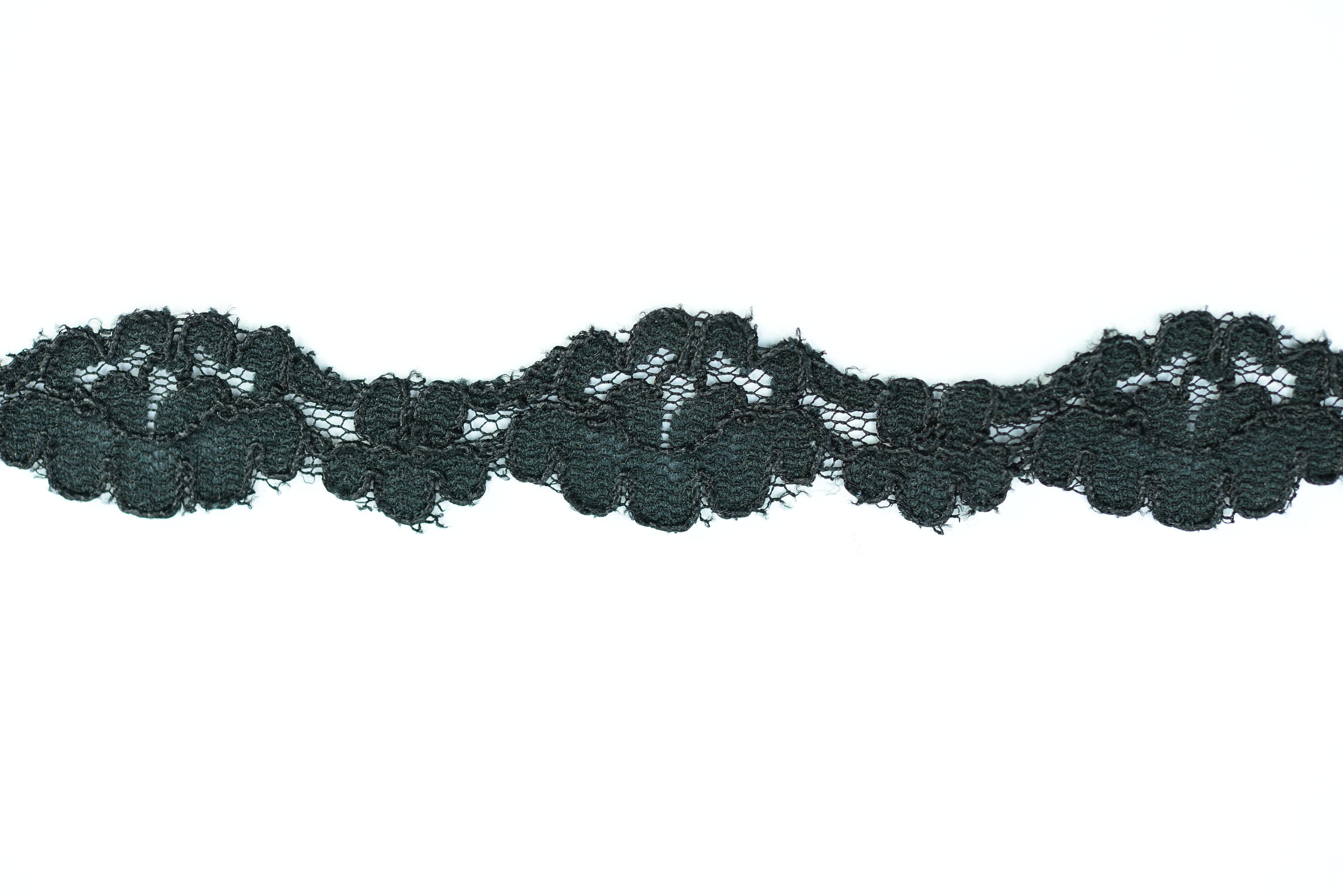 .75 Inch Flat Lace, Black (50 yards) MADE IN USA - MF-153 Black image