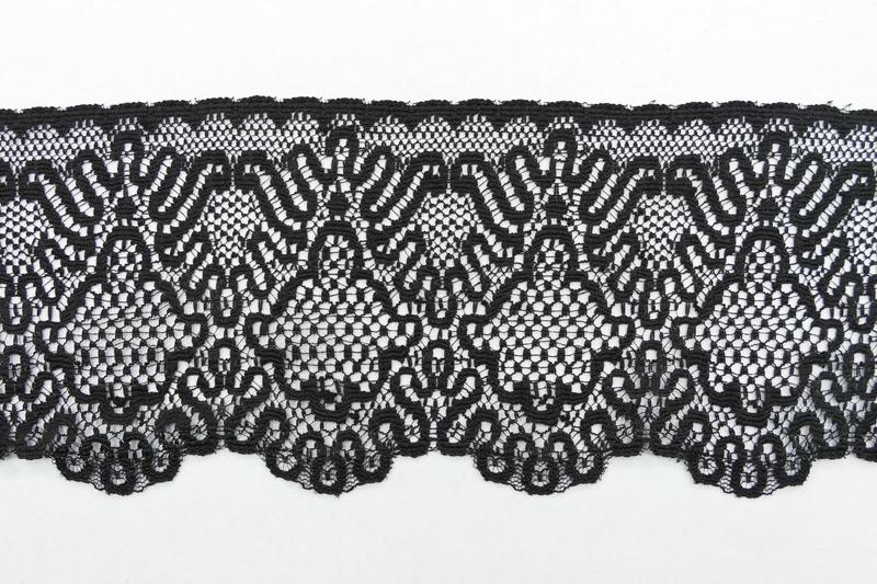3.75 Inch Flat Lace, Black (25 yards) MADE IN USA - MF-205 Black image
