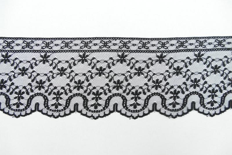 3.5 Inch Flat Lace, Black (25 yards) MADE IN USA - MF-223 Black image
