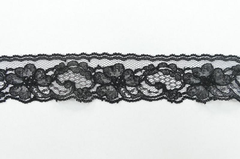 1.75 Inch Flat Lace, Black (50 yards) MADE IN USA - MF-228 Black image
