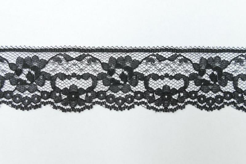 1.5 Inch Flat Lace, Black (50 yards) MADE IN USA - MF-268 Black image