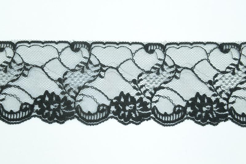 3.5 Inch Flat Lace, Black (25 yards) MADE IN USA - MF-309 Black image