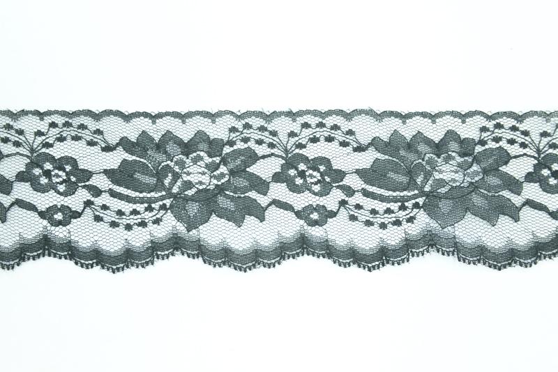 2.75 Inch Flat Lace, Black (50 yards) MADE IN USA - MF-312 Black image