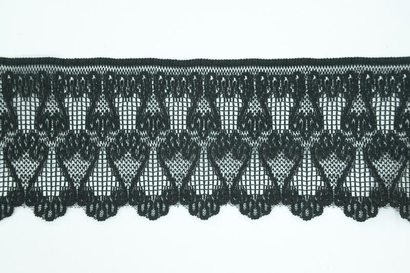 3.75 Inch Flat Lace, Black (34 yards) MADE IN USA image