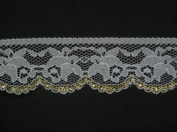 1.25 inch Flat Lace, White-Gold (504 yard FULL SPOOL) MADE IN USA image