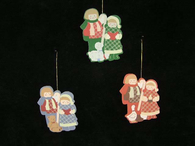 Country Boy And Girl Wood Christmas Tree Ornament, 3 Styles, 4.5 Inch (lot of 24) Sale Item image