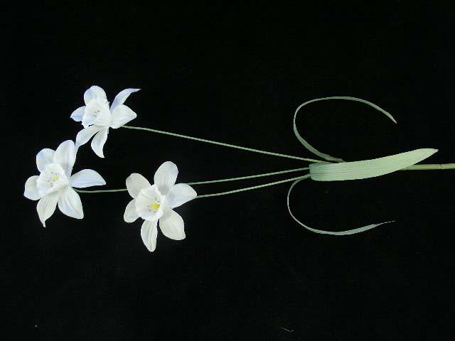 Daffodil Spray x3, White, Artificial Silk Flower (lot of 12) Sale Item image