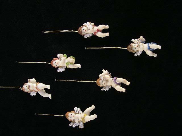 Resin Angel with Instrument Christmas Tree Ornament, 2.5 Inch, 6 Asst. (lot of 6 - 1 asst.) Clearance