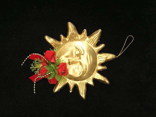 Sun with Red Roses & Bow Christmas Tree Ornament, 5.5 Inch (lot of 12) Clearance image