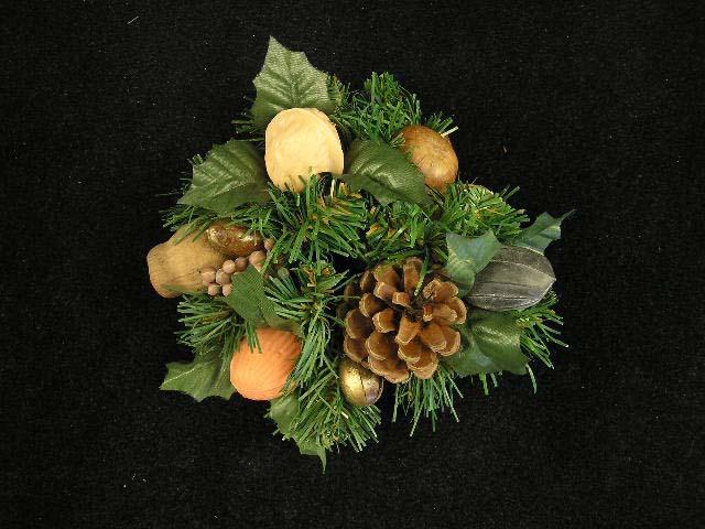 Artificial Pine and Nut Taper Candle Ring, Fall and Christmas Decoration (lot of 12) Clearance image