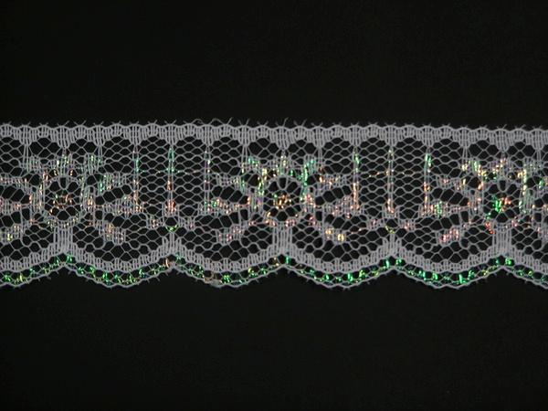 1.25 Inch Flat Lace, White Iridescent (600 YARDS - FULL SPOOL) MADE IN USA image