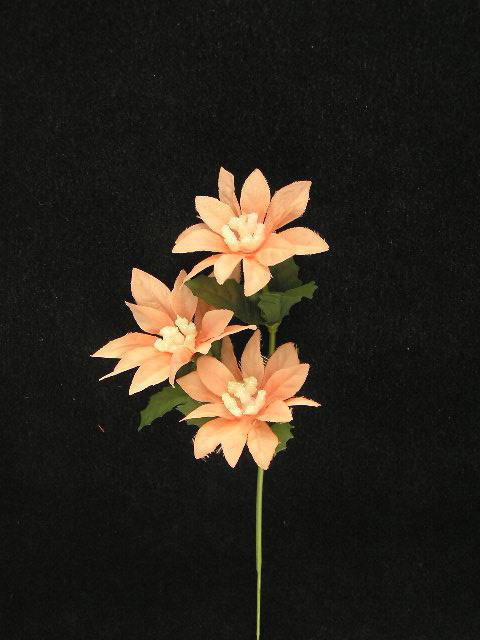 Poinsettia Pick with 3 Blooms, Pink, Christmas Artificial Silk Flower (lot of 36) Clearance image