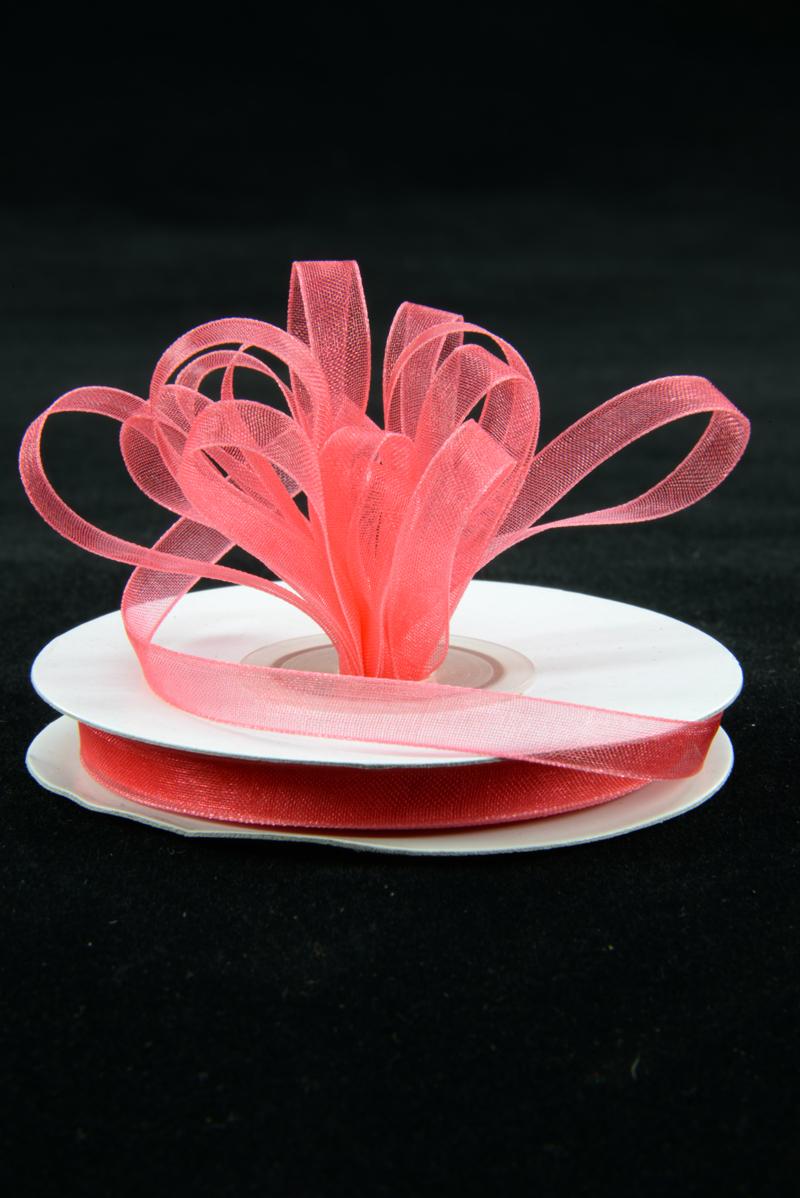 Organza Ribbon , Coral, 3/8 Inch x 25 Yards (1 Spool) SALE ITEM - 9525 Coral