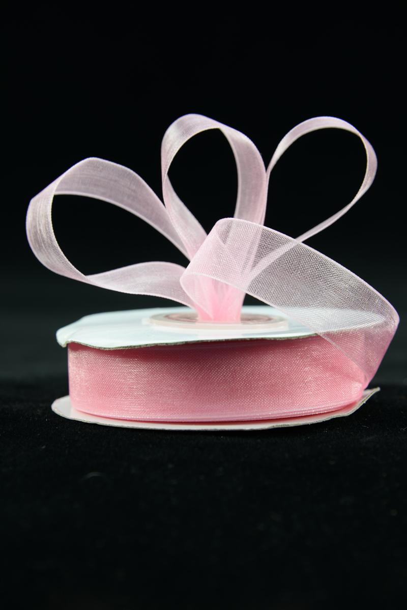 Organza Ribbon , Pink, 5/8 Inch x 25 Yards (1 Spool) SALE ITEM - EROG-0508 Pink