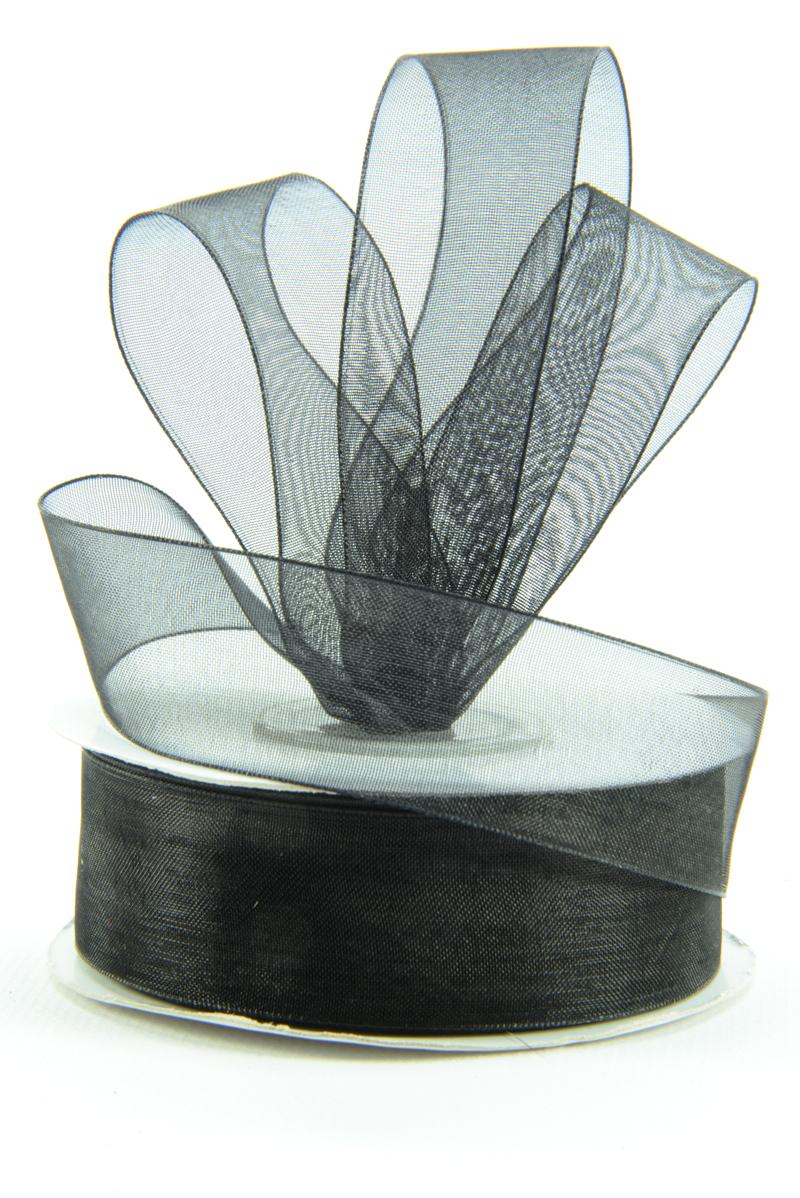Organza Ribbon , Black, 7/8 Inch x 25 Yards (1 Spool) SALE ITEM - EROG-0708 Black