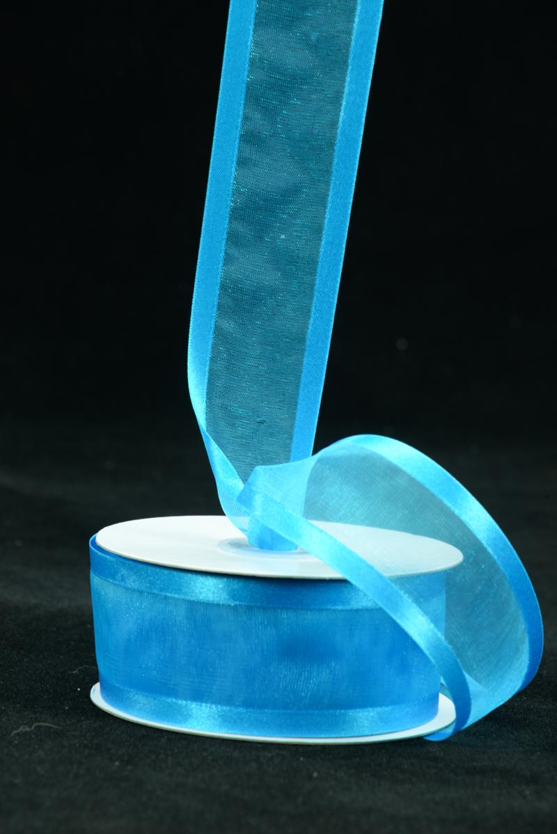 Organza Ribbon With Satin Edge , Turquoise, 7/8 Inch x 25 Yards (1 Spool) SALE ITEM image
