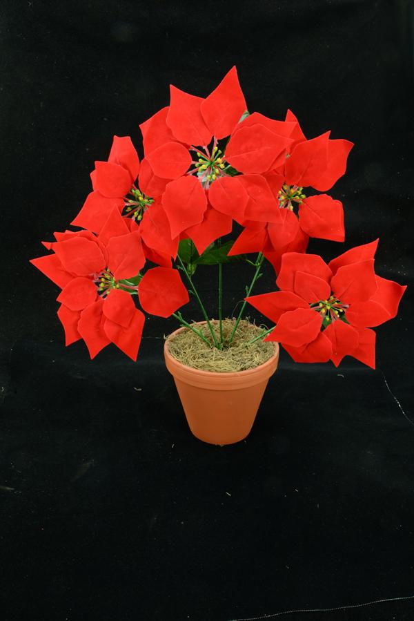 Red Micro-Peach Fabric Poinsettia Bush x5 (lot of 24 bushes) SALE ITEM image