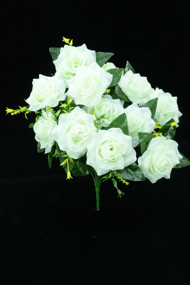 Ivory with a Slight Green Tint Open Rose Bush x12 (Lot of 8) SALE ITEM image