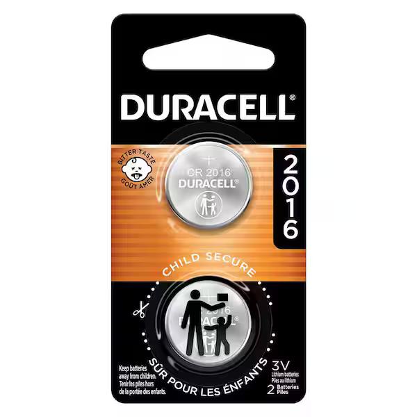 Duracell CR2016 (2) PACK Lithium Coin 2016 3 V 0.09 Ah DL2016B2PK (Cost Per Pack) image