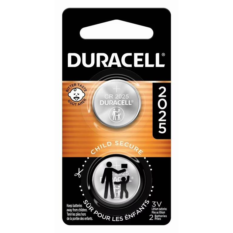 Duracell CR2025 (2) Pack Lithium Coin 2025 3 V 165 Ah DL2025B2PK (Cost Per Pack) image