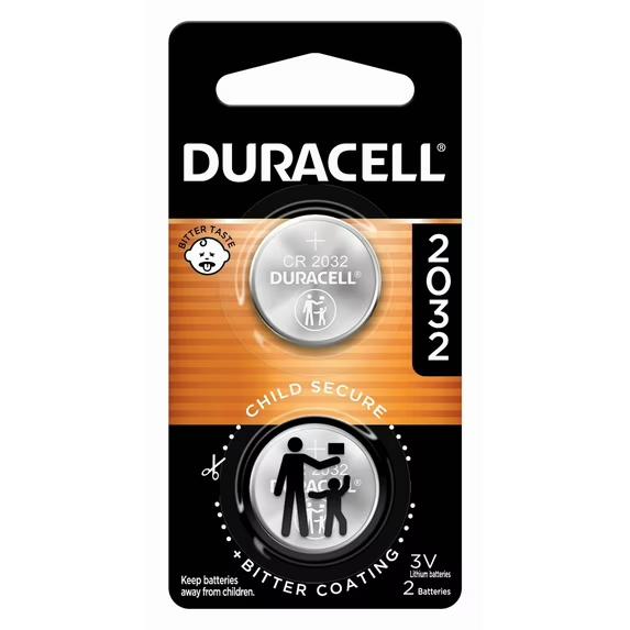 Duracell CR2032 (2) PACK Lithium Coin 2032 3 V 210 Ah DL2032B2PK (Cost Per Pack) image