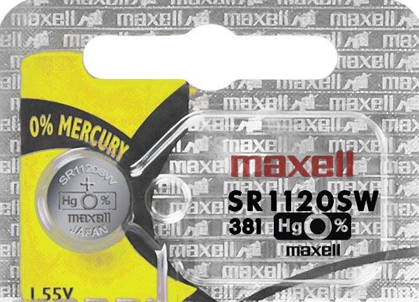 Maxell 381 SR1120SW 55mAh 1.55V Silver Oxide Button Cell Battery image