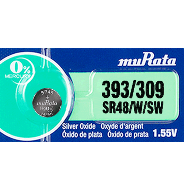 MuRata 393/309 (MADE BY MAXELL) SR48W 42mAh 1.55V Silver Oxide JAPANESE Watch Battery