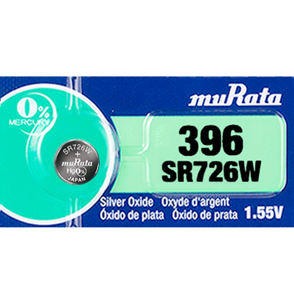 Murata 396 (Made By Maxell) SR726W 396 35mAh 1.55V Silver Oxide Japanese Watch Battery
