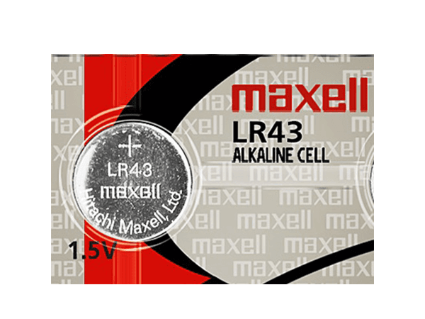 Maxell LR43 186 1.5V Alkaline Button Battery HOLOGRAM Packaging