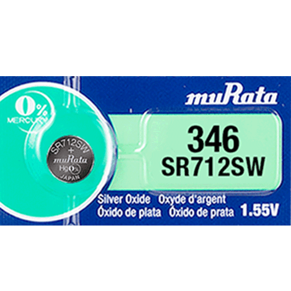Murata 346 (Made By Maxell) SR712SW 9.5mAh 1.55V Silver Oxide Japanese Watch Battery