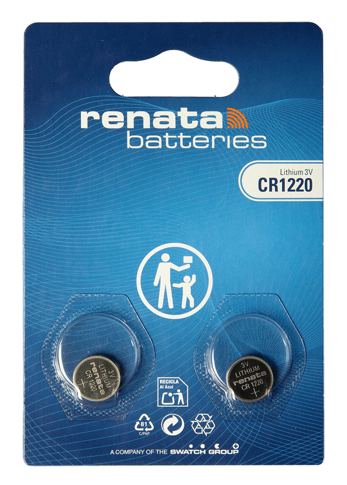 Renata CR1220 (2 PACK) 38mAh 3V Lithium Primary (LiMNO2) Coin Cell Battery (Cost Per Pack) image