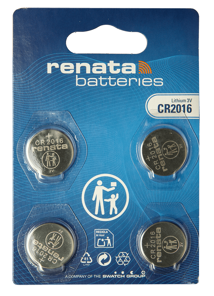 Renata CR2016 (4 PACK) 225mAh 3V Lithium Primary (LiMNO2) Coin Cell Battery (COST PER PACK) image