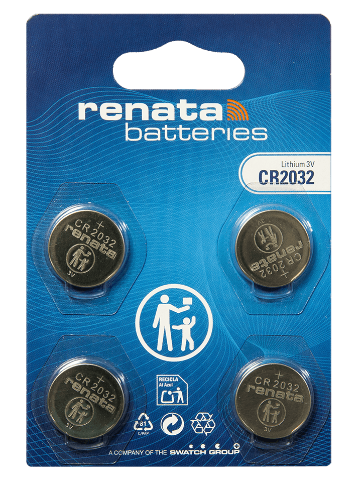 Renata CR2032 (4 PACK) 225mAh 3V Lithium Primary (LiMNO2) Coin Cell Battery (COST PER PACK) image
