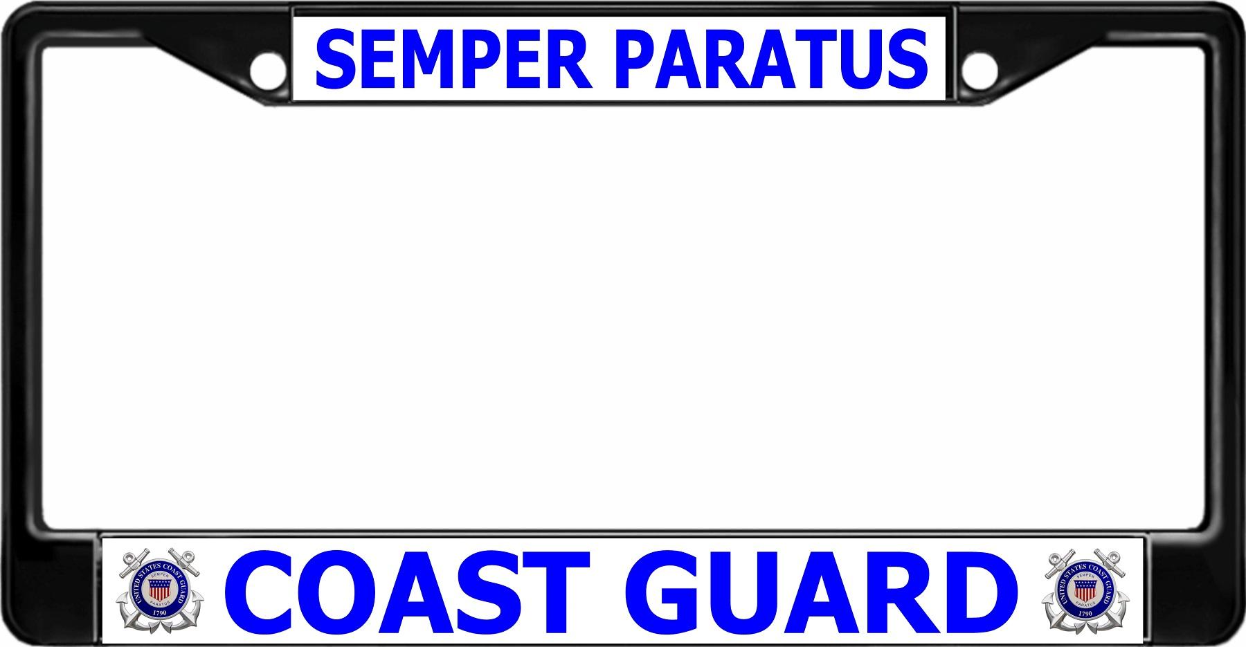 Coast Guard Semper Paratus Black License Plate Frame image