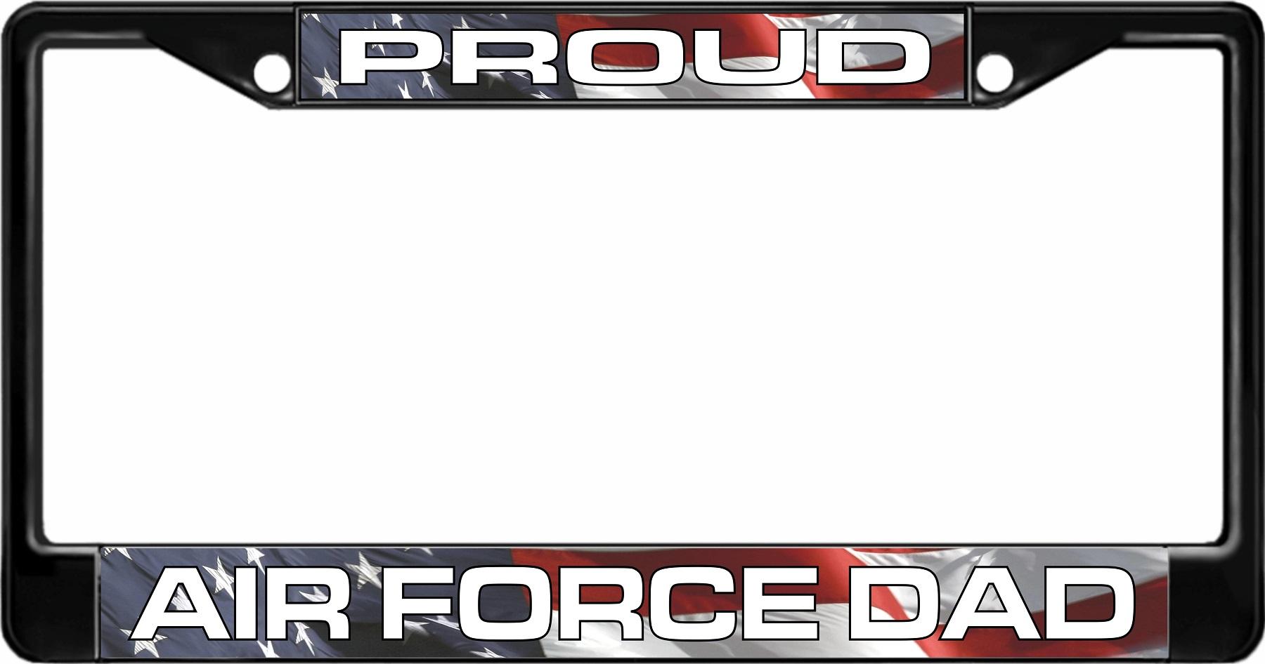 Proud Air Force Dad Black License Plate Frame image