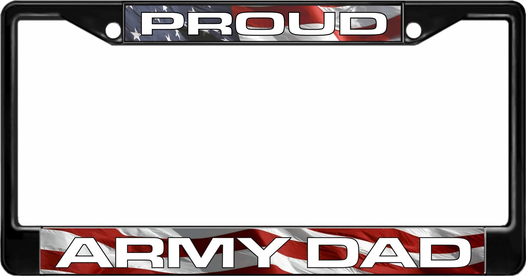 Proud Army Dad Black License Plate Frame image