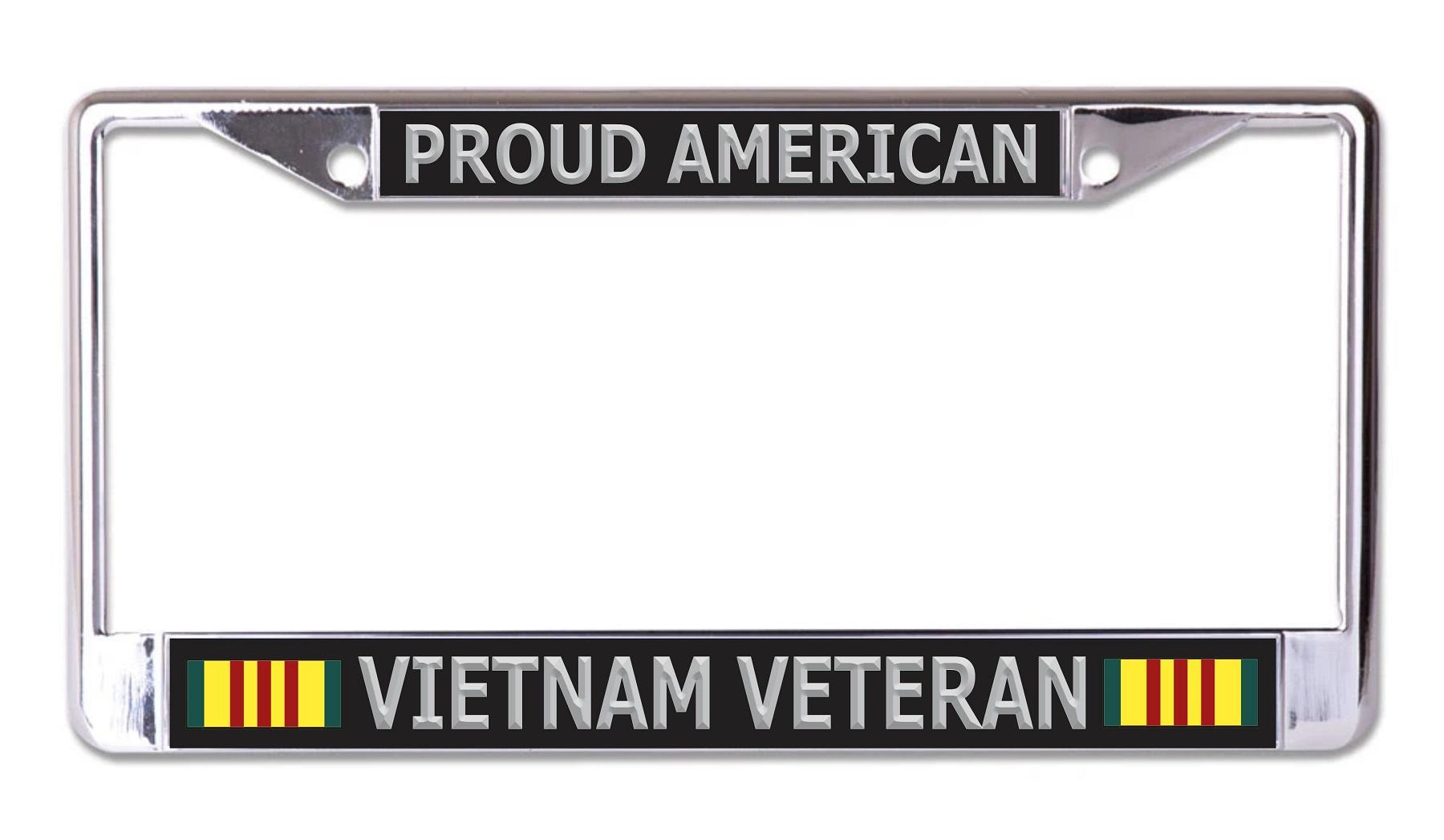 Proud American Vietnam Veteran Chrome License Plate Frame image