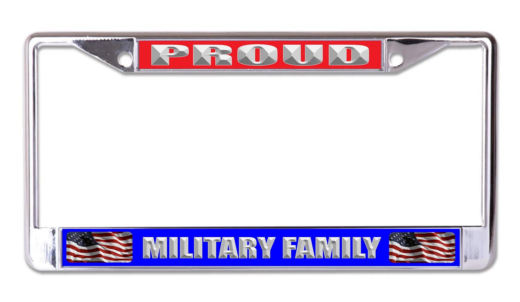 Proud Military Family Chrome License Plate Frame image